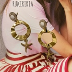 RUKIRIRIA #282 ヒトデピアス  春夏ピアス メタルゴール 大ぶりピアス 大ぶりイヤリング 