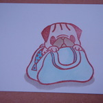 ０２３★消しゴムはんこ★パグちゃん★バッグからヒョッコリ