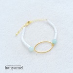 white shell & hoop ブレスレット 〜 amazonite