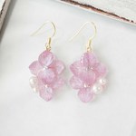 朝露あじさいピアス(モーブピンク）