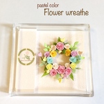 ミニチュア・パステルカラー薔薇のリース