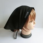 ブラック無地　ギャザーバブーシュカ三角巾