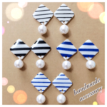 ボーダー♡パールピアス