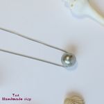 グレー ★ コットンパールのショートネックレス ❤ シルバーチェーン
