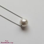 ホワイト ★ コットンパールのショートネックレス ❤ シルバーチェーン