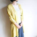 リネンのロングカーディ２ yellow