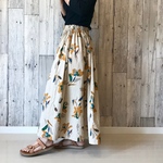 アンティークフラワーのリネンスカート マスタード