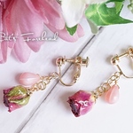 ドライフラワー薔薇のイヤリング/ピアス