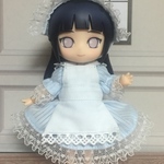水色ストライプワンピース  エプロンセット