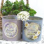 roさまご予約品❤リメイク缶２ケset(マーガレット＆ラベンダー）