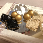 クロシェ編みパーツのリゾートピアス/イヤリング