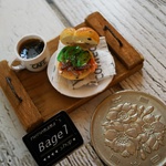 【再販なし】ミニチュアフード　ベーグルサンドのカフェセット♪
