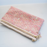 Ｒさまご予約品　LIBERTY　Jenny's Ribbons　7P　◆カードポケット・仕切り・クリアポケット付きwファスナーポーチ　size21×12.5cm　