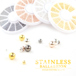 高級ステンレスブリオン＆ステンレスボール【ブラック】ケース入り（1.0mm 1.5mm 2.0mm 3.0mm）★レジン＆ネイルに使える封入素材