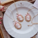 pink cameoヴィンテージ台座ネックレス
