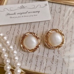 大ぶりデザインパール♡アンティークピアス/イヤリング