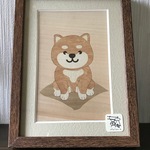 木の絵　木象嵌　柴犬