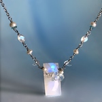 SALE！！月の雫◇ブルームーンストーン×氷のアクアマリン／choker necklace-316L