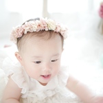 再販♡flower crown  くすみピンクのナチュラルベビー花冠