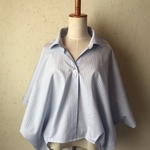 抜き襟ワイドプルオーバー　ブルーストライプ