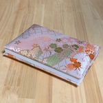 御朱印帳　金襴　扇柄に桜 パステルピンク【G-072】