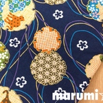 110×80★京都良和のつづりハギレ★雪輪にパッチワーク猫柄