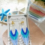 ☆ビーズフリンジ<Blue>☆ノンホールピアス☆