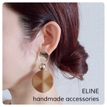  95.ブラウン×ゴールド3連 大ぶり3連ボリュームピアス ZARA IENA