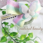 🆕キッズ用✨ゆめかわ♡カラフルグラデーション柄リボンのカチューシャ