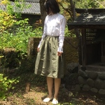 着物リメイク 紬のギャザースカート