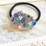 ●cs●紫陽花っぽい青いお花へアゴム●ブルーからパープル系●