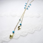 ターコイズとリーフのロングネックレス