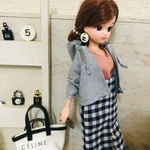 [リカちゃん服♡グレーパーカーブルゾン♡単品♡リアルクローズ  