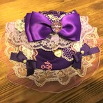犬・猫の首輪　約28～31　cocochanバンダナチョーカー　パープル・プリンセス・姫・ハート
