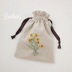 手刺繍巾着ポーチ ❁ 向日葵