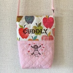 フロッキー・刺繍キッズポシェット (りんご×ジャンプする女の子)