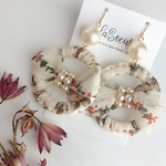【SALE!!】シフォンフープ×パールのピアス ／イヤリング