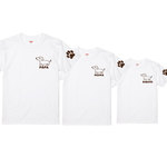 親子コーデ：名入れサービス♪ダックス親子Tシャツホワイト 3枚セット 左袖肉球デザインプリント プリントカラー全2色　100％