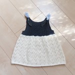 80～90㎝ ネイビー×ホワイトのニットチュニックワンピース