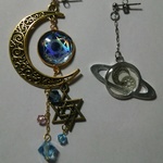 【B級品】月と土星のアシメピアス