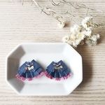layer pleats イヤリング　ブルー
