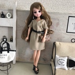 リカちゃん服♡ベルト付きライトカーキミニワンピ♡リアルクローズ  
