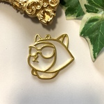 【新作登場！】3個　猫　レジン枠　ゴールド　約40㎜×43㎜　N216-0