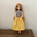 リカちゃん 服3点セット ボーダー×イエロー