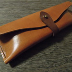 [送料無料] 姫路レザー　フラップペンケース　キャメル