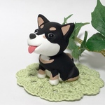 コロ犬 黒柴  粘土細工の置物［インテリア 飾り］ 