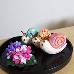 梅雨飾り 紫陽花とカタツムリ3兄弟