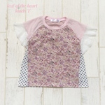 ［110cm］ピンクの花柄 フリルTシャツ ロンリーTシャツ 