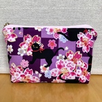 再々販 ポーチ 猫と桜 紫