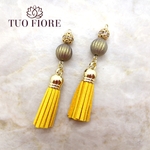 【再販】ロンデルボールとマットオーロラビーズのタッセルピアス/イヤリング